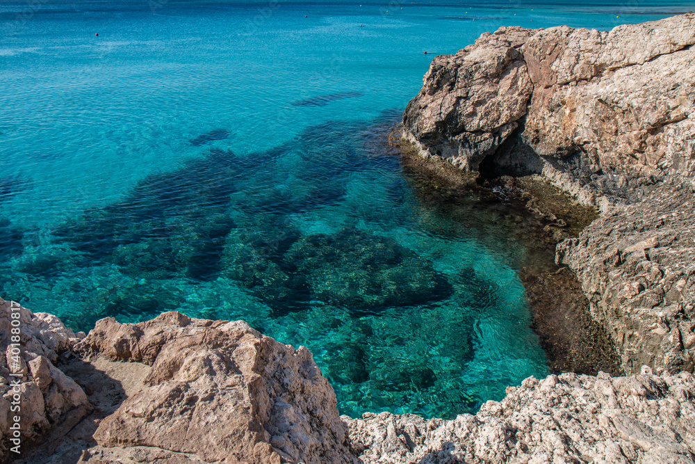 
beautiful rocks and water in the Mediterranean sea