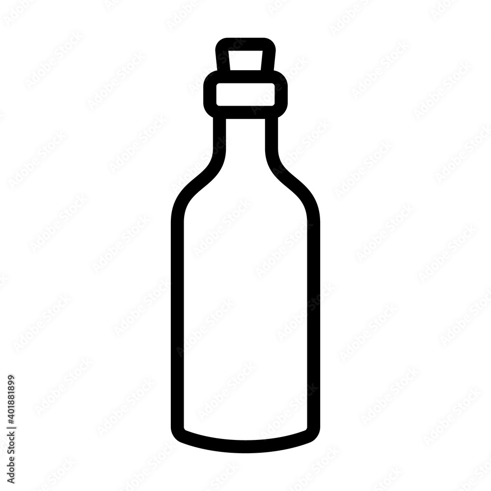 Simple bordeaux glass bottle with cork line art vector icon for apps and websites Simple bordeaux glass bottle with cork line art vector icon for apps and websites