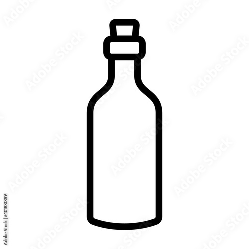 Simple bordeaux glass bottle with cork line art vector icon for apps and websites