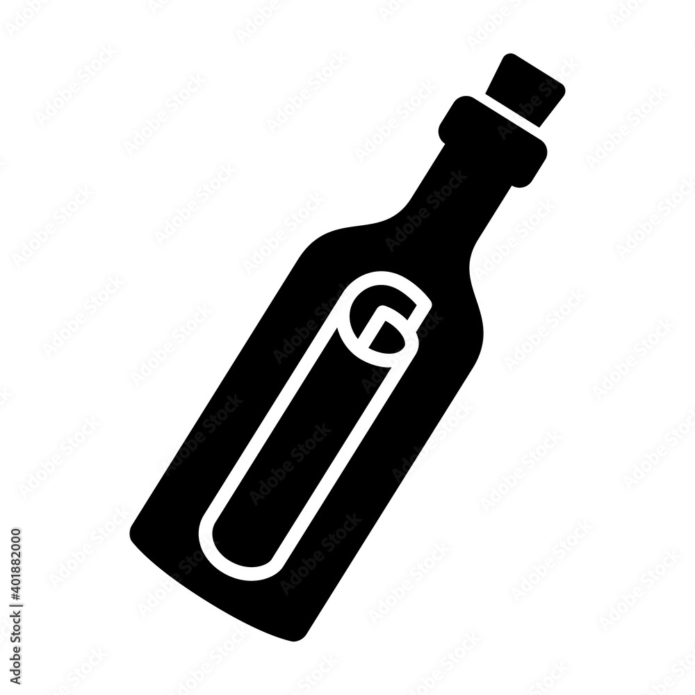 Message or letter in a bottle flat vector icon for apps and websites Message or letter in a bottle flat vector icon for apps and websites