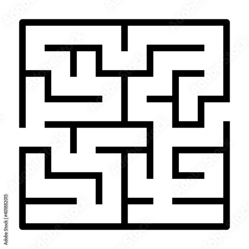 Square maze or labyrinth line art vector icon for puzzle apps and websites