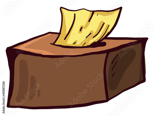 Brown napkin box, illustration, vector on a white background.