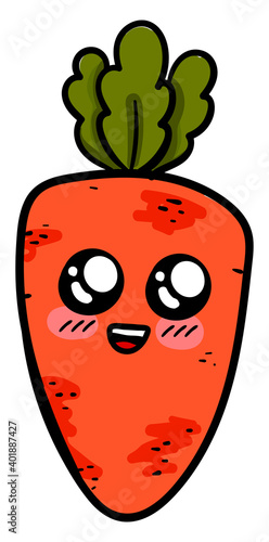Tableau sur toile Cute carrot, illustration, vector on a white background.
