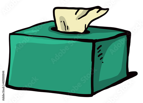 Green napkin box, illustration, vector on a white background.
