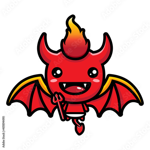 cute fire dragon devil character vector design