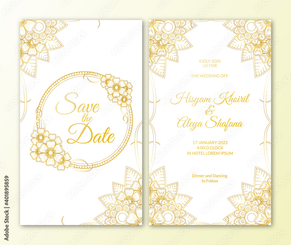Mehndi flower wedding invitation card set Mehndi flower wedding invitation card set