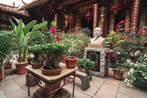 Garden in a traditional ancient architecture building in southern China   Zhuang Family  for Chinese characters  in Wudian City  Quanzhou. 