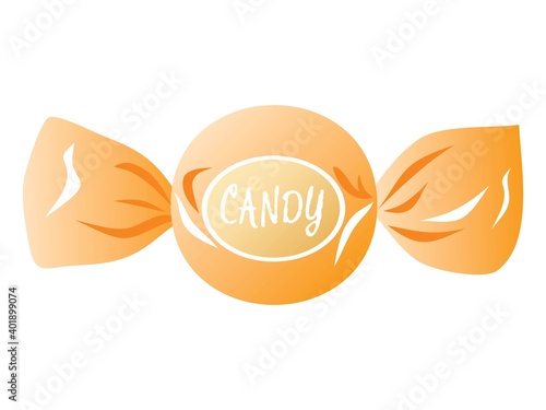 袋に入ったオレンジ色のキャンディーのイラスト