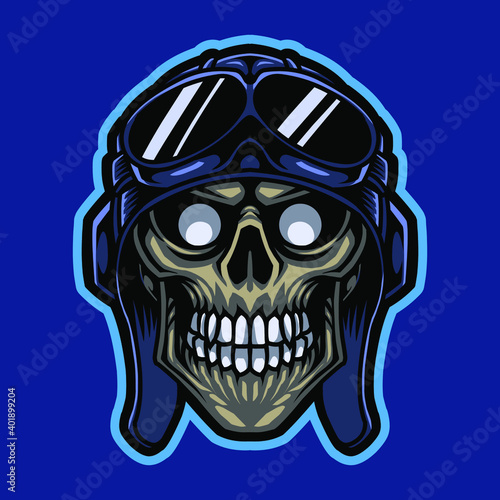 Rider skull head mascot logo