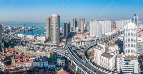 Aerial photography of the skyline of modern urban architectural landscape in Qingdao, China © 昊 周