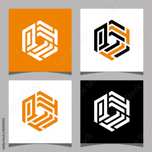 Creative initial letter PTT hexagon logo design concept vector photo