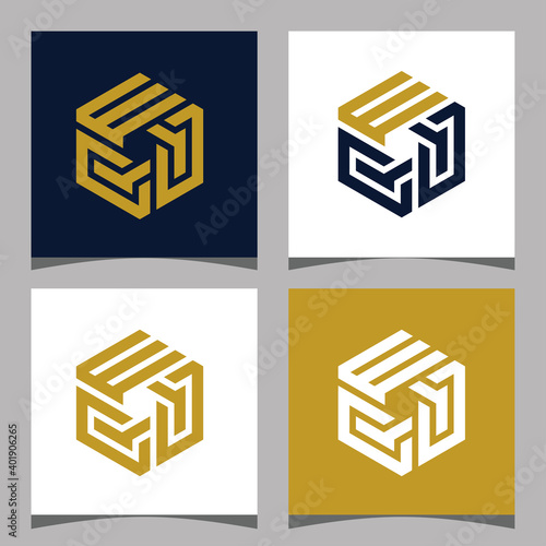 Creative initial letter EQQ hexagon logo design concept vector