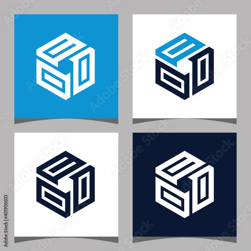 Creative initial letter COO hexagon logo design concept vector