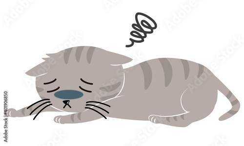 ぐったりして元気のない猫　病気　体調不良　ペット	
