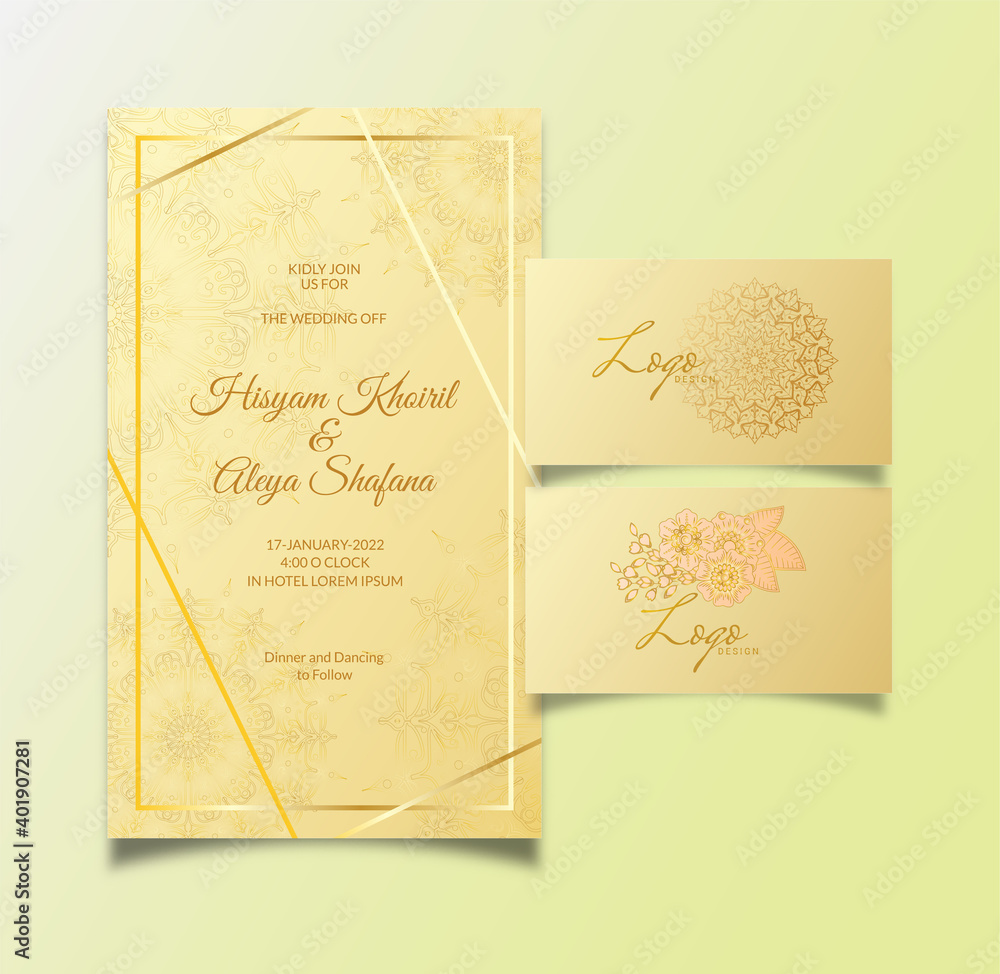 Mehndi flower wedding invitation card set Mehndi flower wedding invitation card set