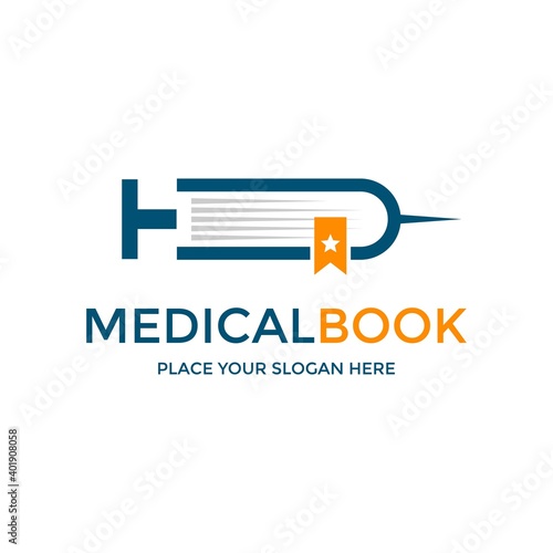 Medical book vector logo template. This design use book symbol. Suitable for health.