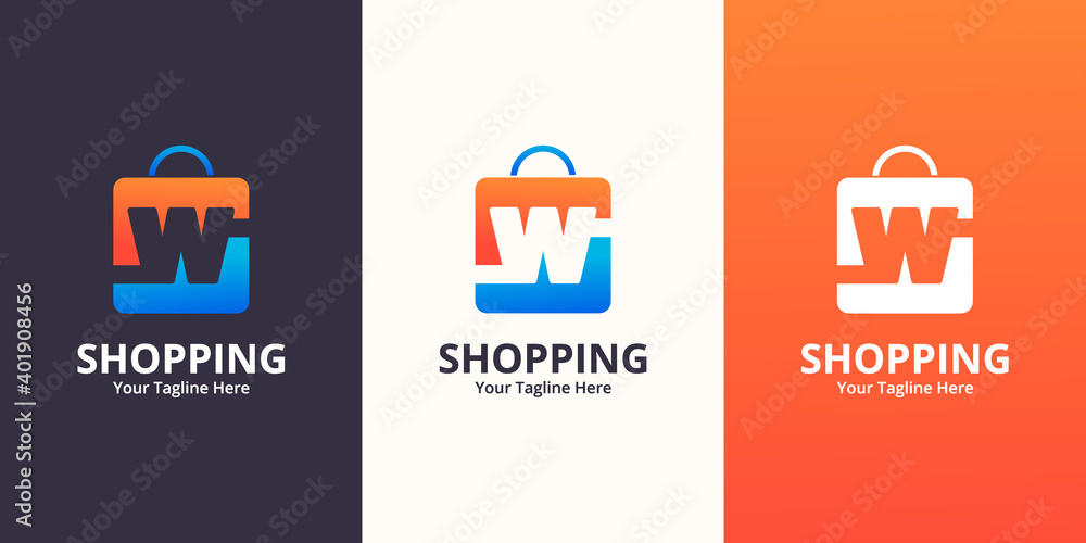 Initial W Shop Logo designs Template. Illustration vector graphic of letter and shop bag combination logo design concept. Perfect for Ecommerce,sale, discount or store web element. Company emblem Initial W Shop Logo designs Template. Illustration vector graphic of letter and shop bag combination logo design concept. Perfect for Ecommerce,sale, discount or store web element. Company emblem