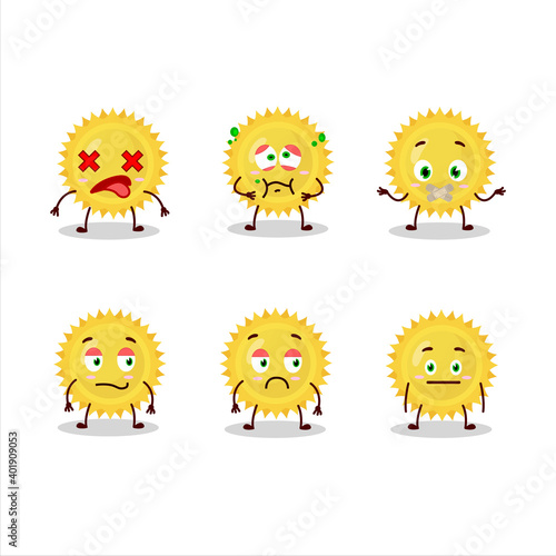 Bright sun cartoon character with nope expression