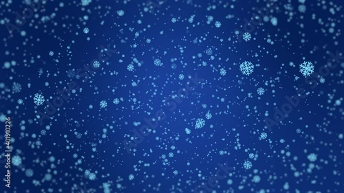 falling Snow Particles, or Snow falls on a blue background
