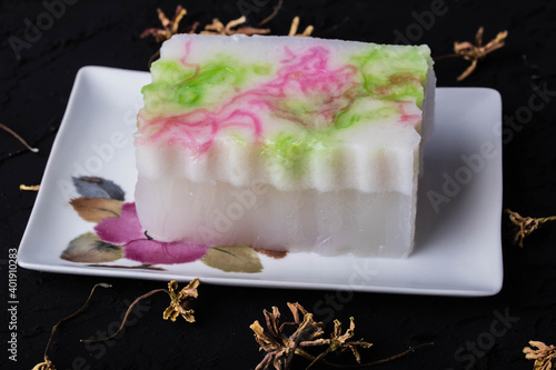 Coconut milk jelly with salim thai dessert multi color photo