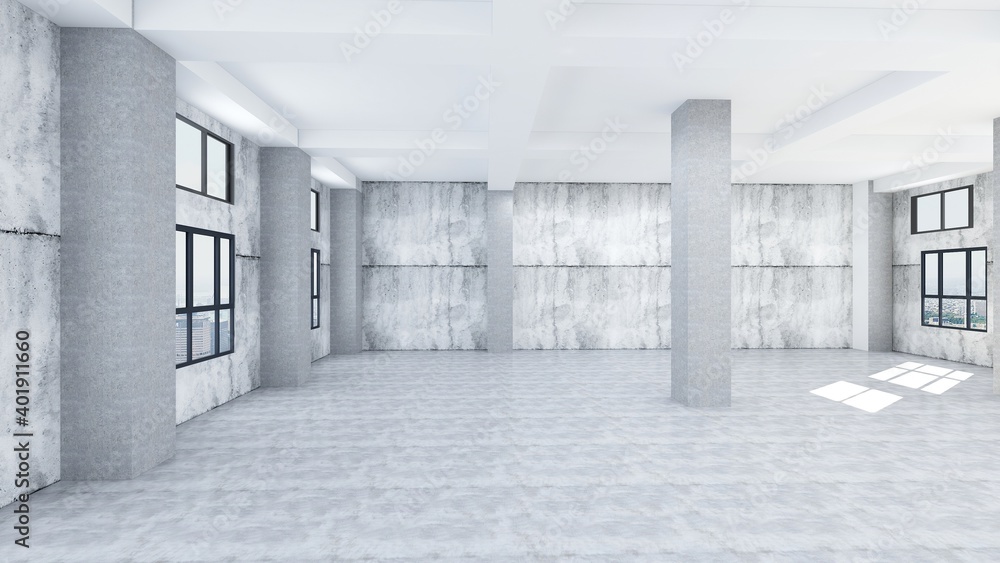 3d rendering of empty space in a building 3d rendering of empty space in a building