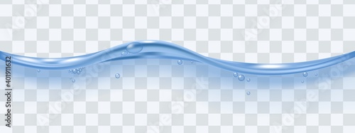 Flowing blue water surface template realistic vector illustration isolated.