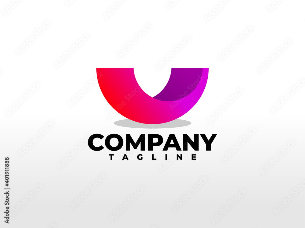 abstract letter U with gradient color. modern logo template