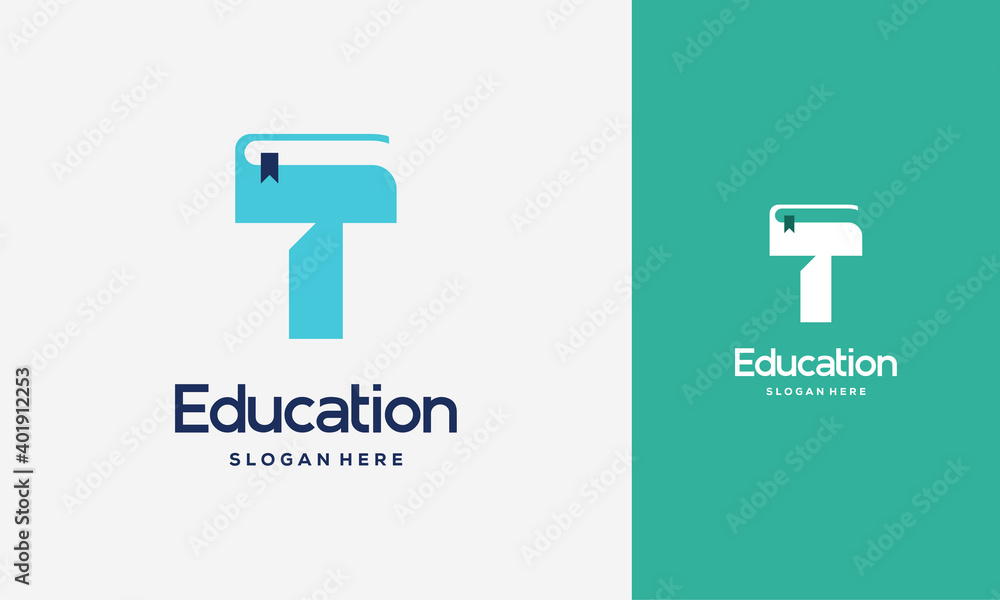 Tibook Logo Flat Initial T Book Logo Design Concept Vector Illustration, Education ...