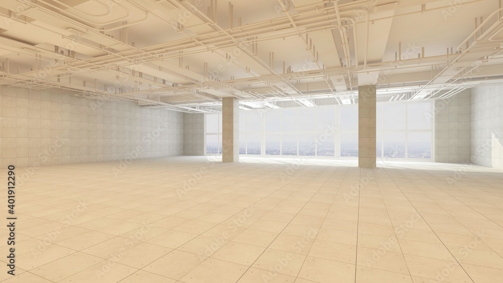 3d rendering of empty space in a building 3d rendering of empty space in a building