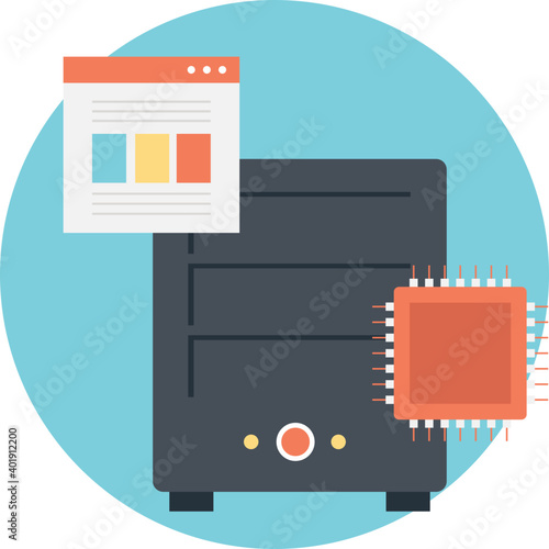 Dedicated Server Hosting Flat Icon
