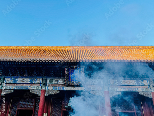 A low angle shot of Lama temple photo