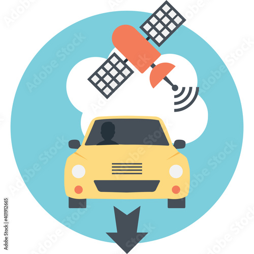 Automotive Satellite Navigation Flat Icon