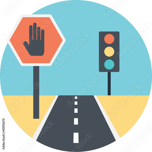 Traffic Navigation System Flat Icon
