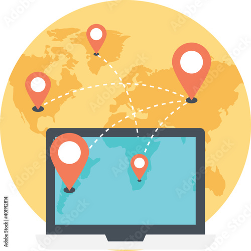 Online GPS Navigation Flat Icon