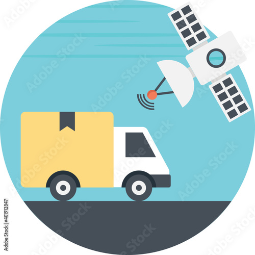 Cargo Satellite Tracking Flat Icon