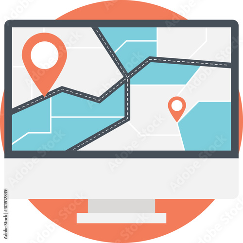 Online Rout Destination Flat Icon