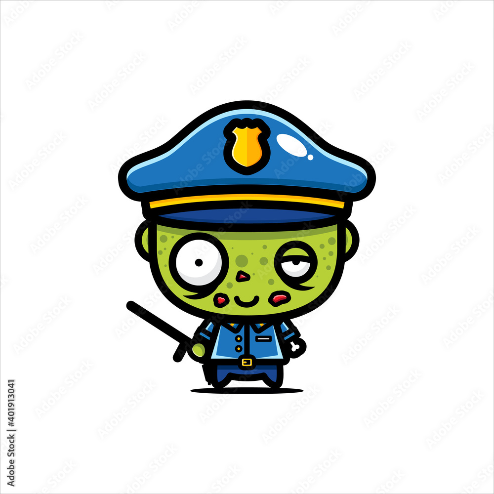 cute zombie character vector design to become a cop cute zombie character vector design to become a cop