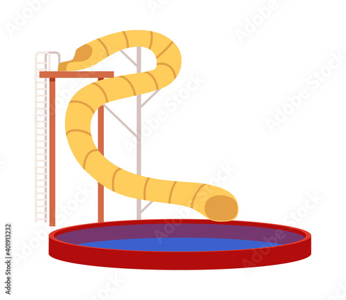 Plastic water slide in aqua park, pool or on beach a vector illustration