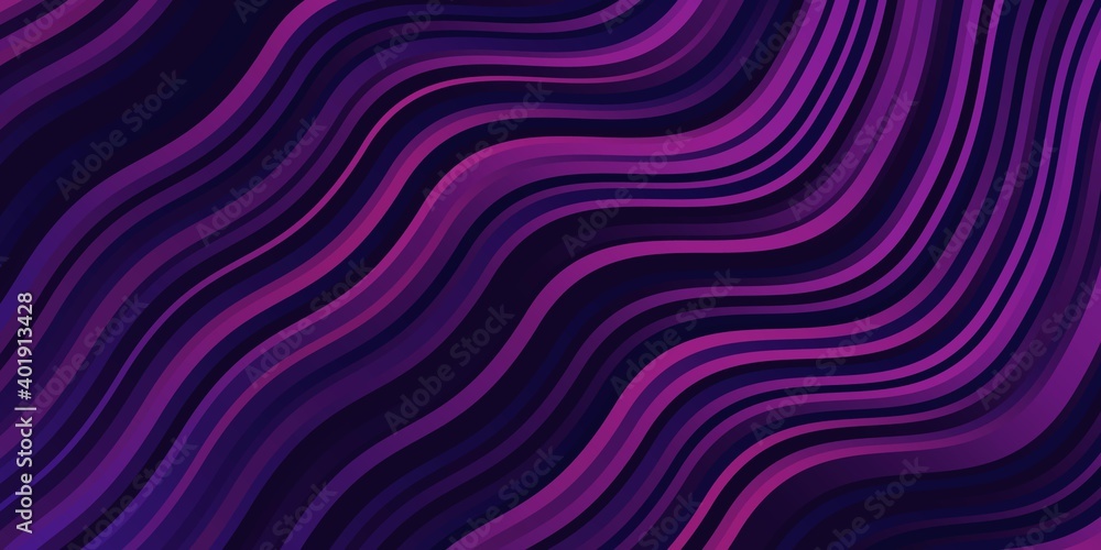 Fototapeta premium Dark Purple, Pink vector pattern with wry lines.