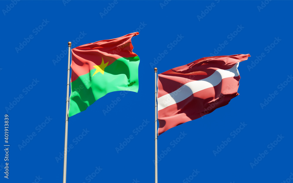 Flags of Latvia and Burkina Faso. Flags of Latvia and Burkina Faso.