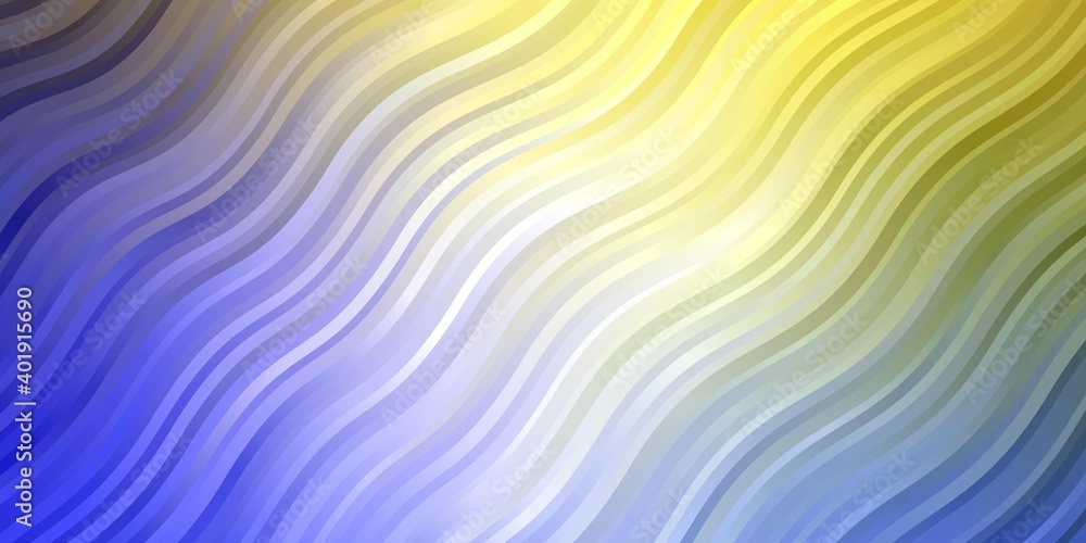 Light Blue, Yellow vector template with curved lines.