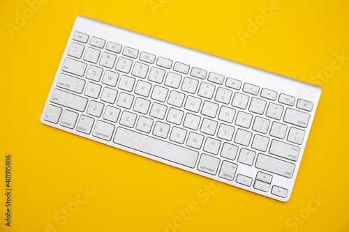 Top view of wireless keyboard isolated on white 