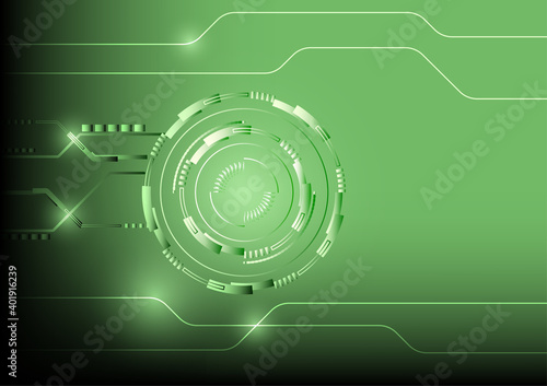 Green abstract technology background. Futuristic digital innovation. Data flow process.