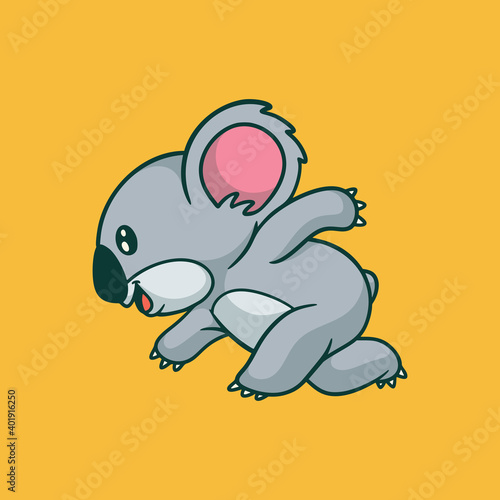 cartoon animal design koala running cute mascot logo
