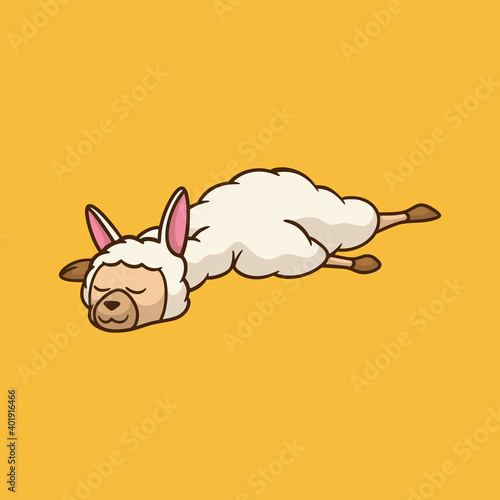 cartoon animal design llama sleeping cute mascot logo