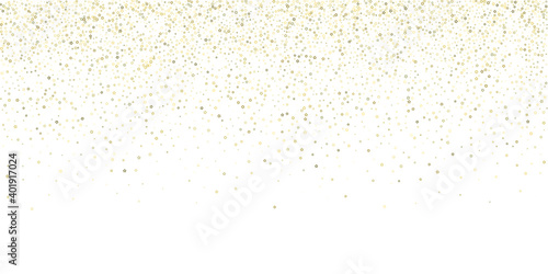 Gold Glitter Stars. Luxury Shiny Confetti. Scattered little sparkle. Flash glow silver element. Random magic tiny light. Stellar fall white background. New Year, Christmas Vector illustration.