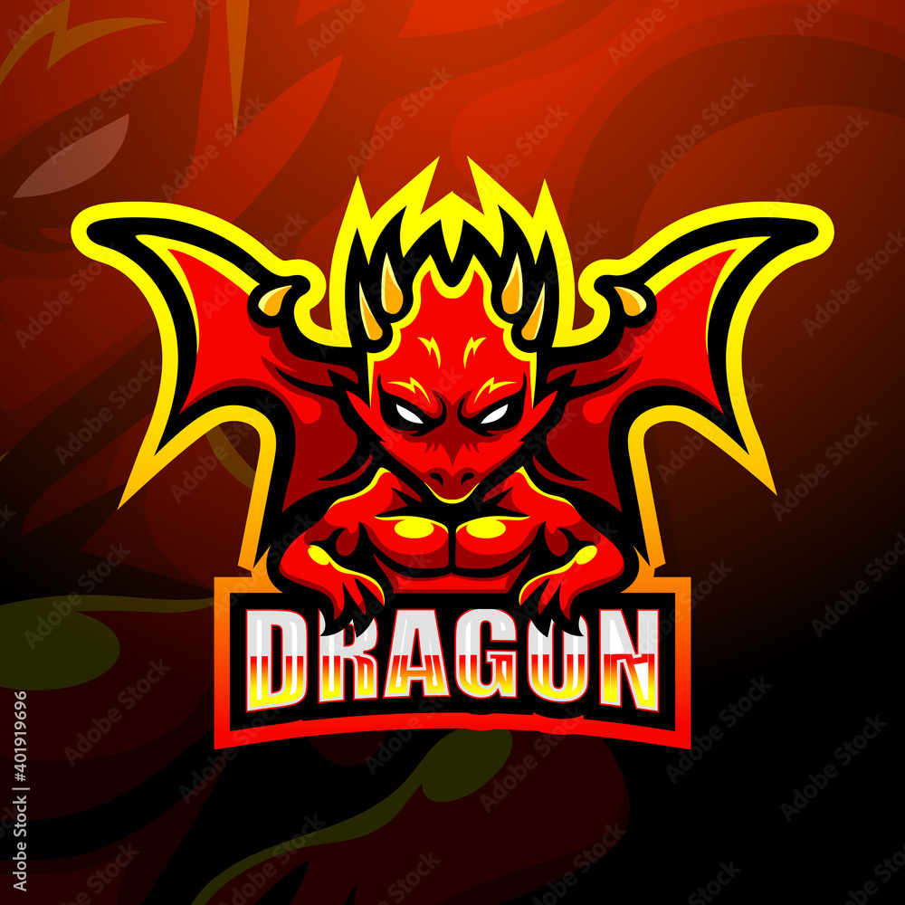 Dragon mascot esport logo design 
