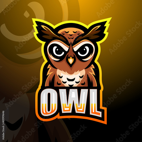 Owl mascot esport logo design