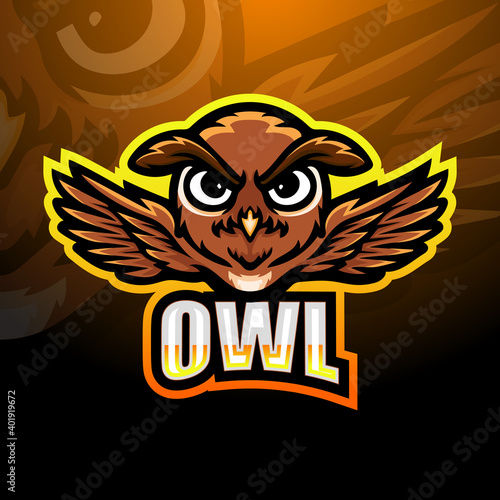 Owl mascot esport logo design
