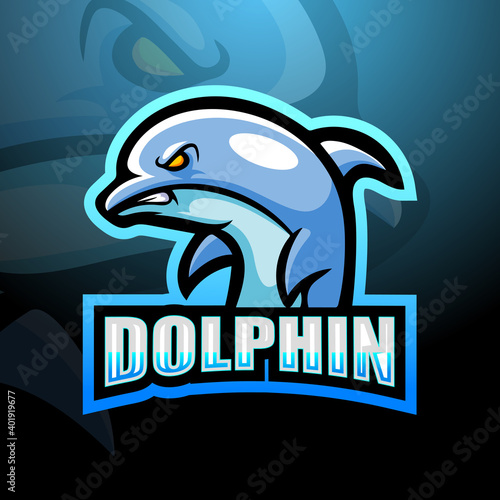 Dolphin mascot esport logo design